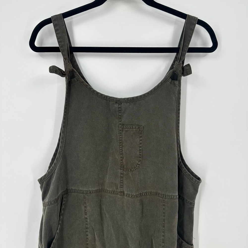 Valerie Stevens Midi‎ Dress PL Lagan look Charcoal Gray Pinafore Bib Pockets - Picture 2 of 9